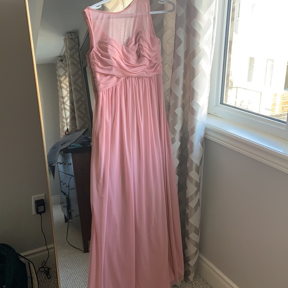 Blush sleeveless empire waist bridesmaid dress - Picture 3 of 5